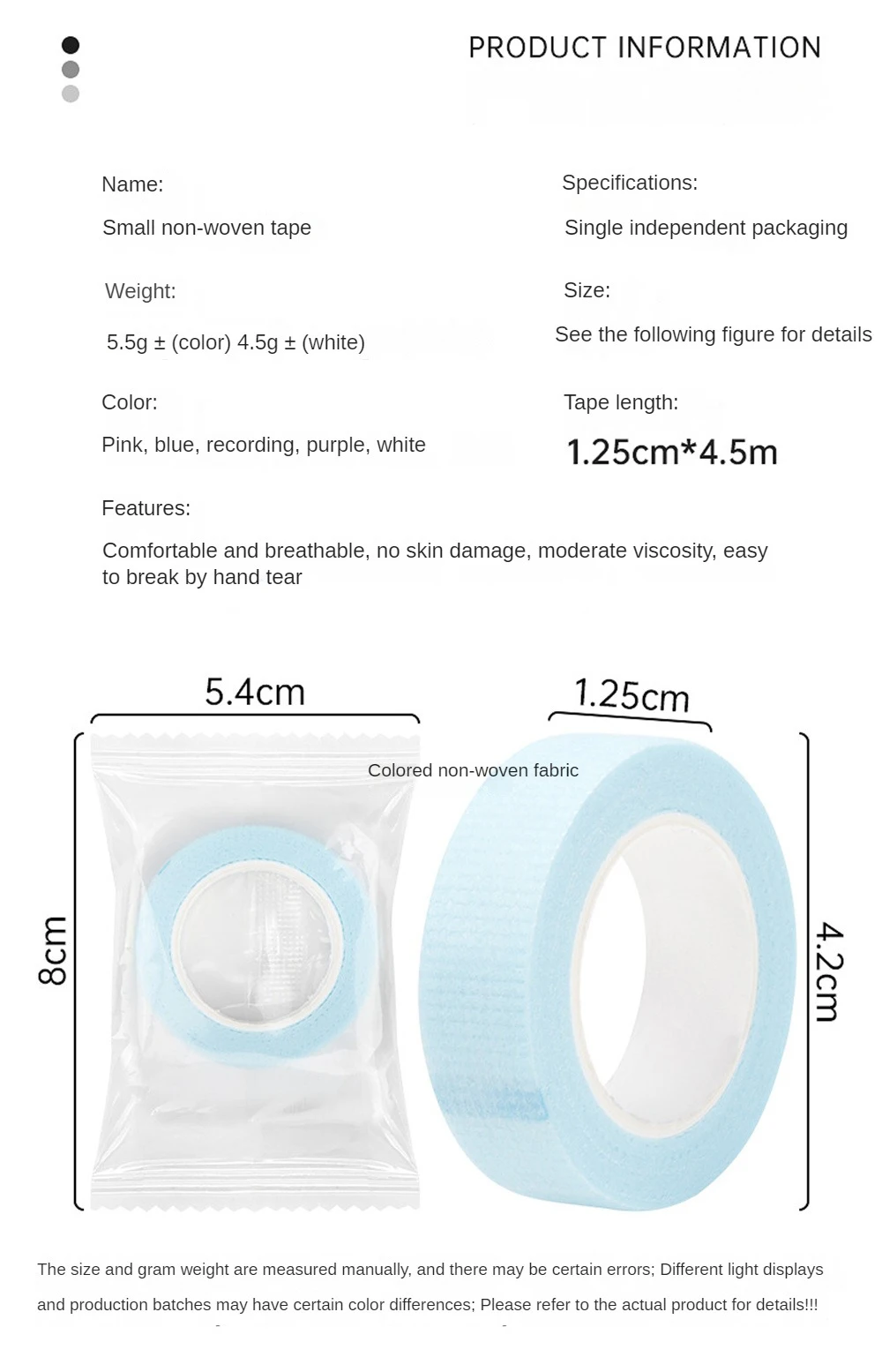 Description Picture 3 of itemRoll Makeup Eye Tapes Eyelash Extension Breathable Easy Tear Individual False Eyelash Lash Tape Anti-allergy