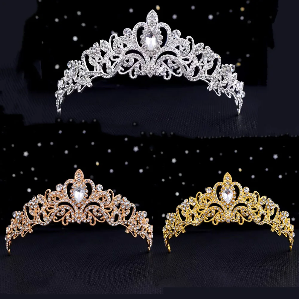 Luxury Princess Crown for Girls Headdress Moroccan Wedding Head Jewelry Hair Accessories Handmade Rhinestone Tiara Jewels Gifts