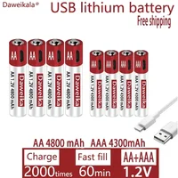 AA + AAA USB charging 1.2V AA 4800mAh rechargeable lithium battery remote control mouse toy battery 2