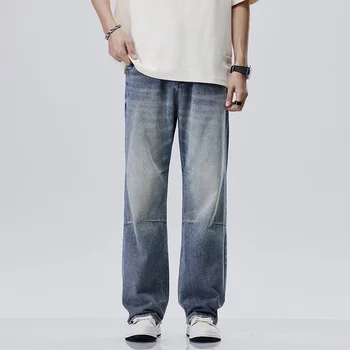 Jeans da uomo elastici estivi Moda blu Comodi pantaloni da lavoro in cotone elasticizzato dritto Pantaloni maschili di marca 1