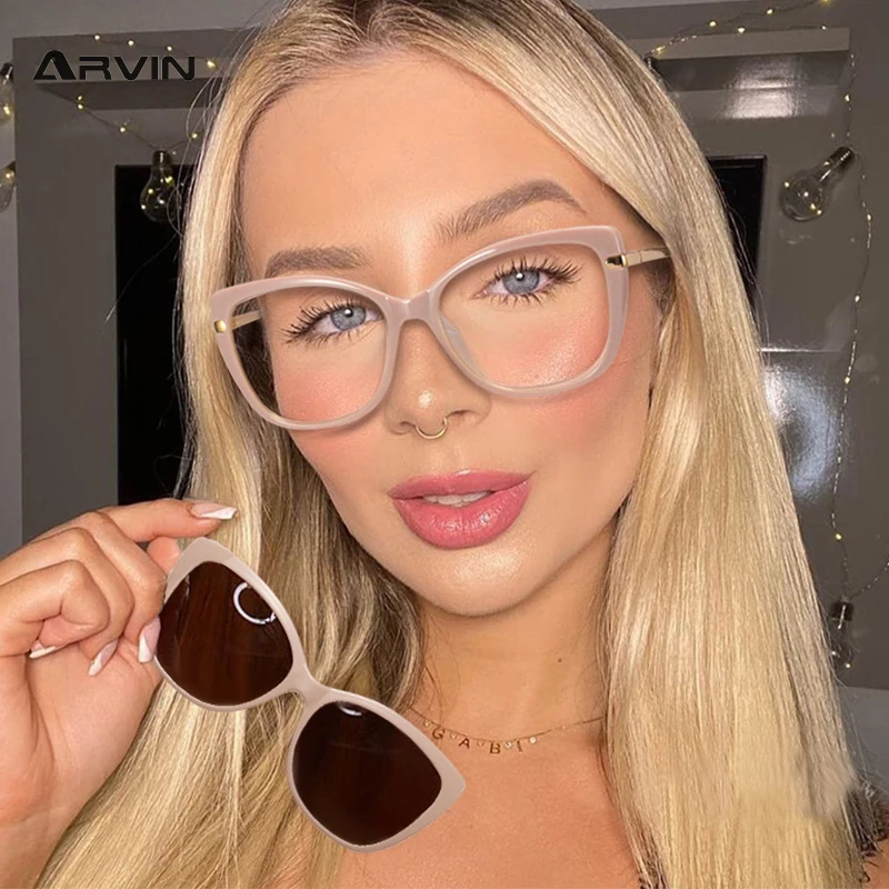 Neue Lesebrille mit Metallrahmen für Damen, modisch, magnetischer Clip, polarisierte Sonnenbrille, fertig, verschreibungspflichtig, verschreibungspflichtig – Detail 1