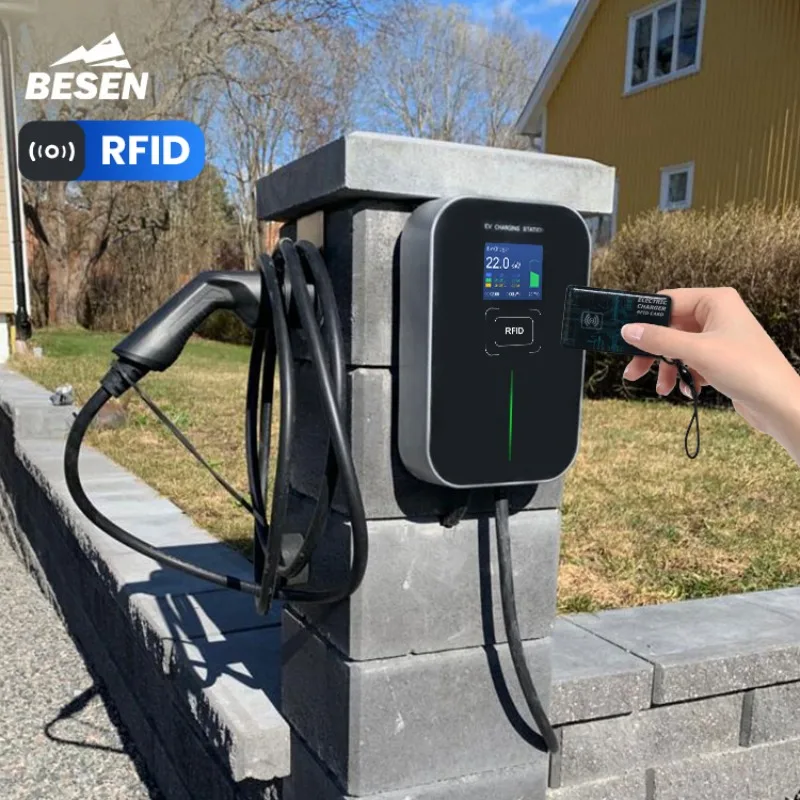 

BESEN 22 кВт RFID EV Wallbox 32A электрическая Автомобильная зарядная станция с зарядным штепселем IEC62196 type 2