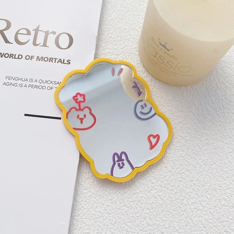3D Cute Cartoon Makeup Mirror Phone Holder with Ring Grip