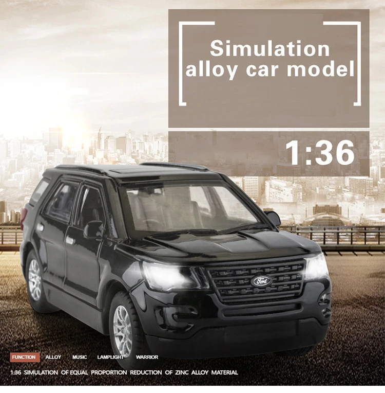 1:36 フォードエクスプローラー SUV 合金車モデルダイキャスト