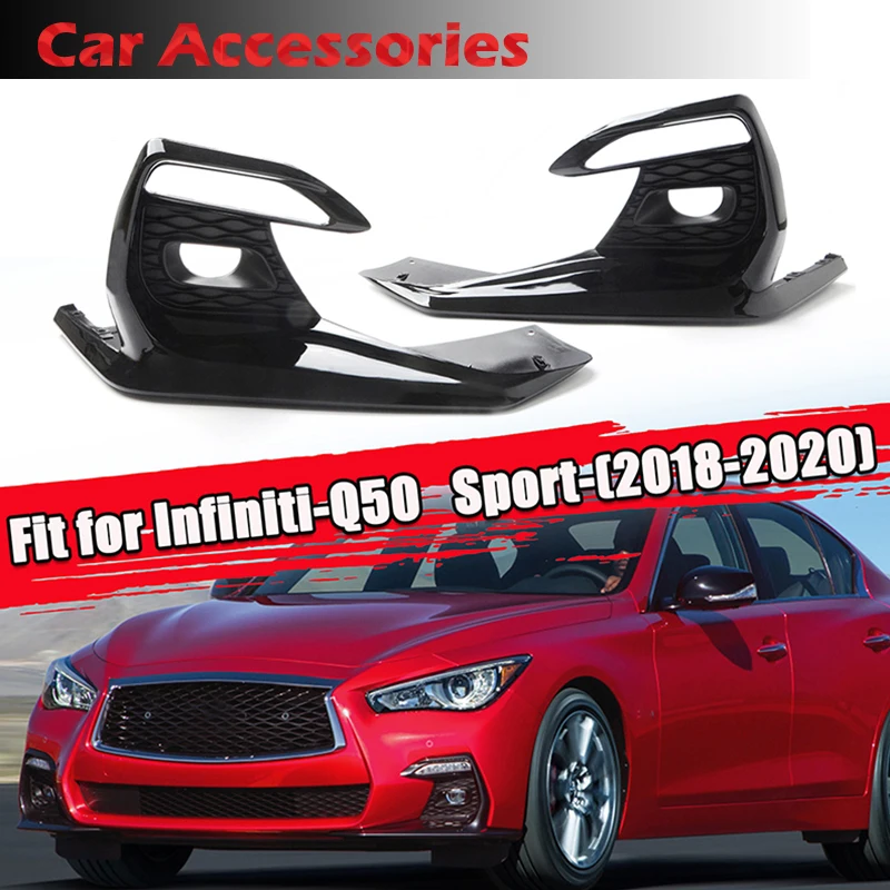 

Fog Light Frame Front Bumper Lower Grille Cover Bezel With Lamp Hole Fit For Infiniti Q50 Sport 2018 2019 2020 Car Accessories