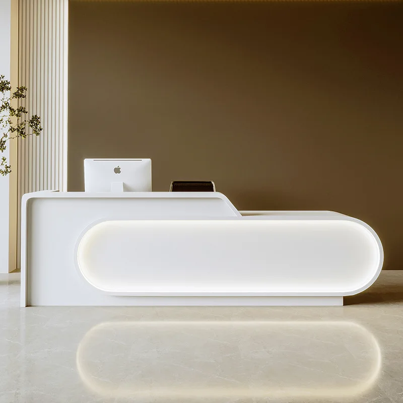 

Curved Simple Modern Cashier Counter Beauty Salon Bar Counter Paint Office Furniture Reception Counter Table