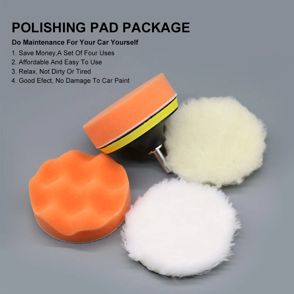

6PCS Car Polishing Pad Sponge Wool Polishing Disc 3"/4" Waxing Sponge Car Styling Polishing Disc with Backplate Drill Adapter