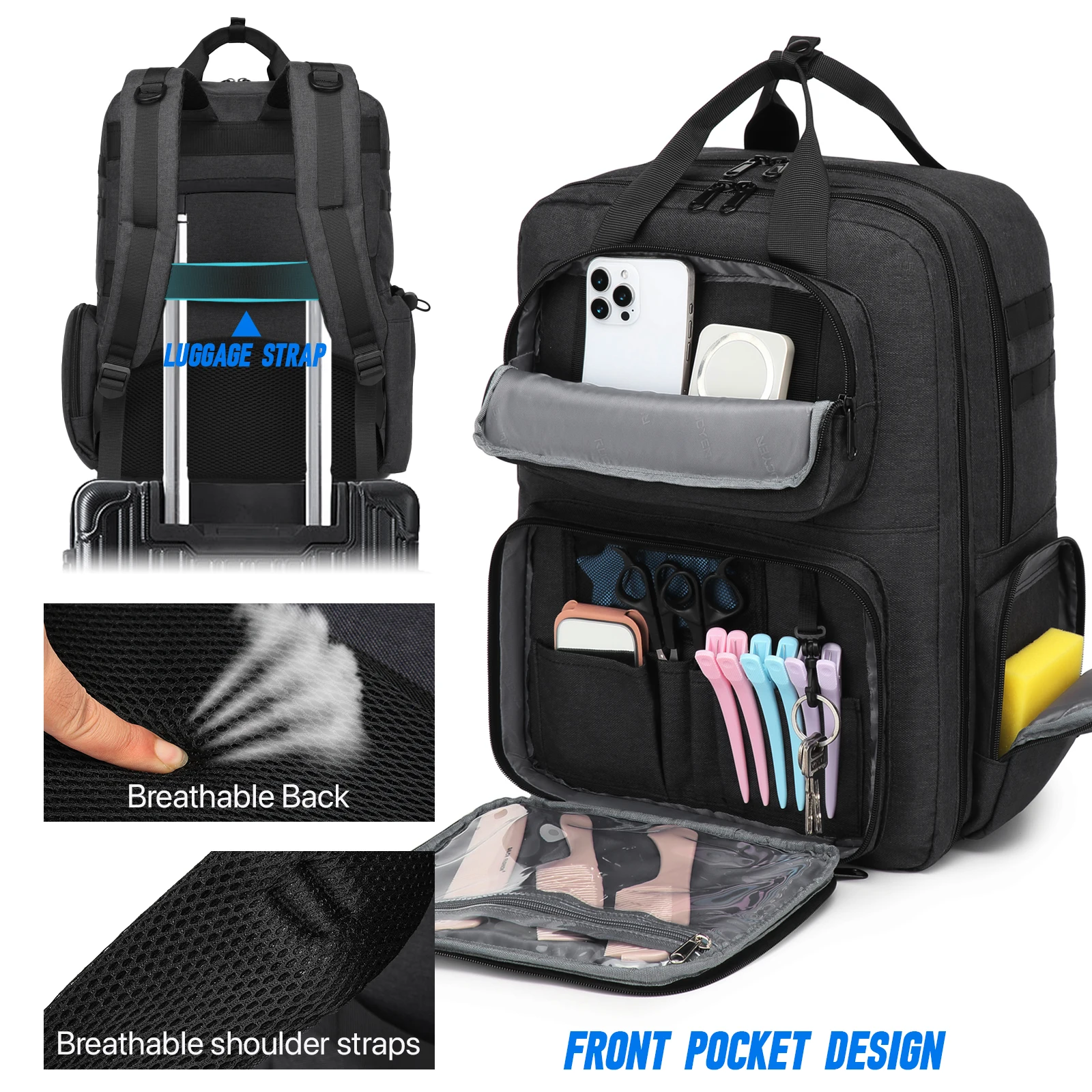 다기능 이발사 백팩 미용 여행 가방 이발사 미용사 백팩 전문 살롱 수납 숄더백