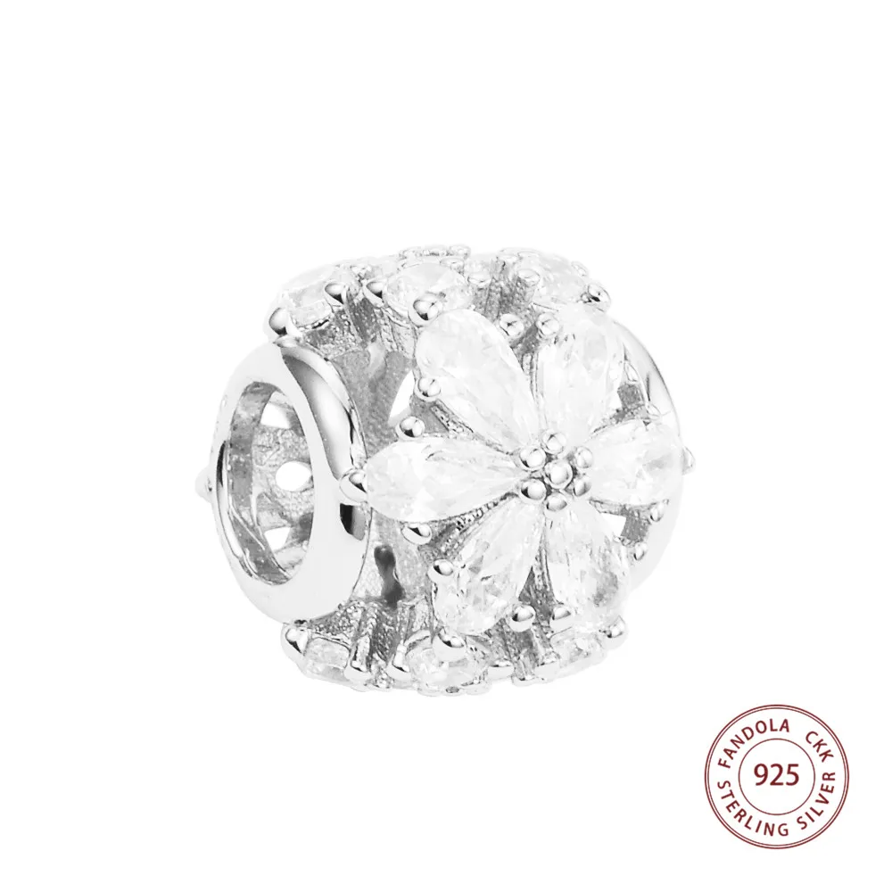 

Подходит для браслетов Pandora сверкающий гербарий кластер круглая Очаровательная оригинальная Женская бижутерия