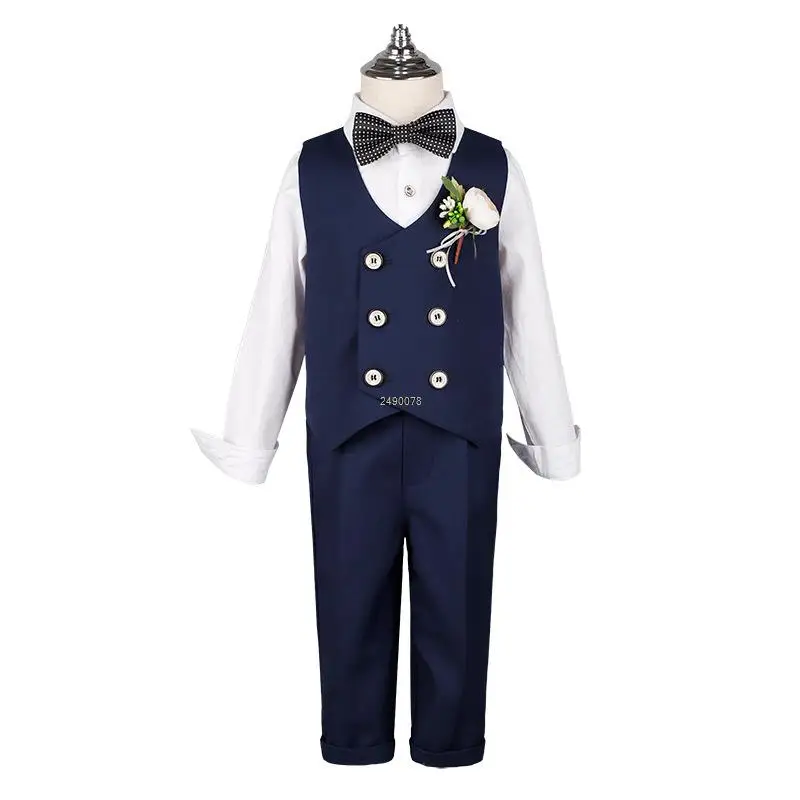 

Newborn Baby Boys 1 Year Birthday Suit Prince Kids Vest Pants Photograph Dress Children Wedding Party Performance Show Costume