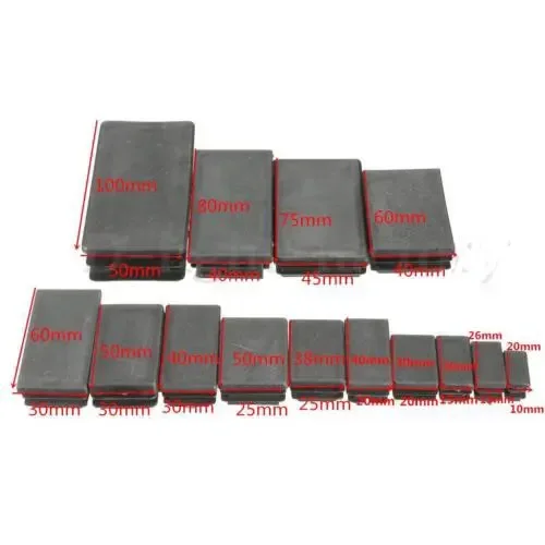 12PCS X Plastic Black Blanking End Cap Insert Tube Pipe Section Cover Furniture Chair Desk Covers