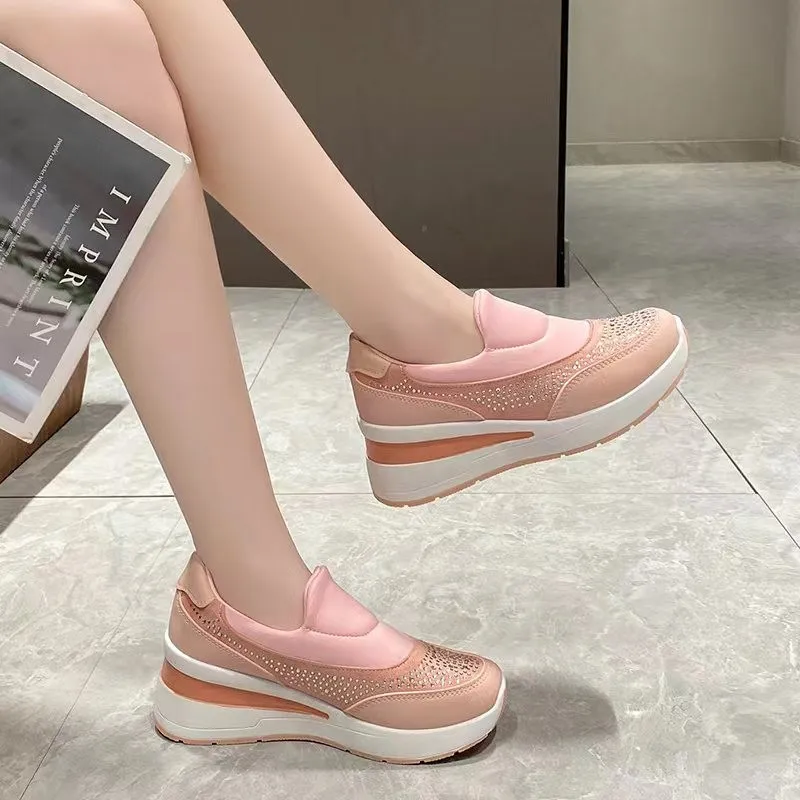 

Женские кроссовки на плоской платформе Fad, повседневные кроссовки на толстой подошве, с кристаллами, летний сезон 2023