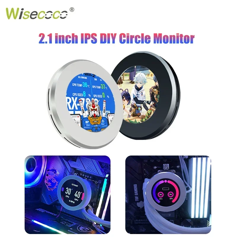 Wisecoco 2.1 inch DIY Circle Display Computer Case Water Cooling Monitor Device 1