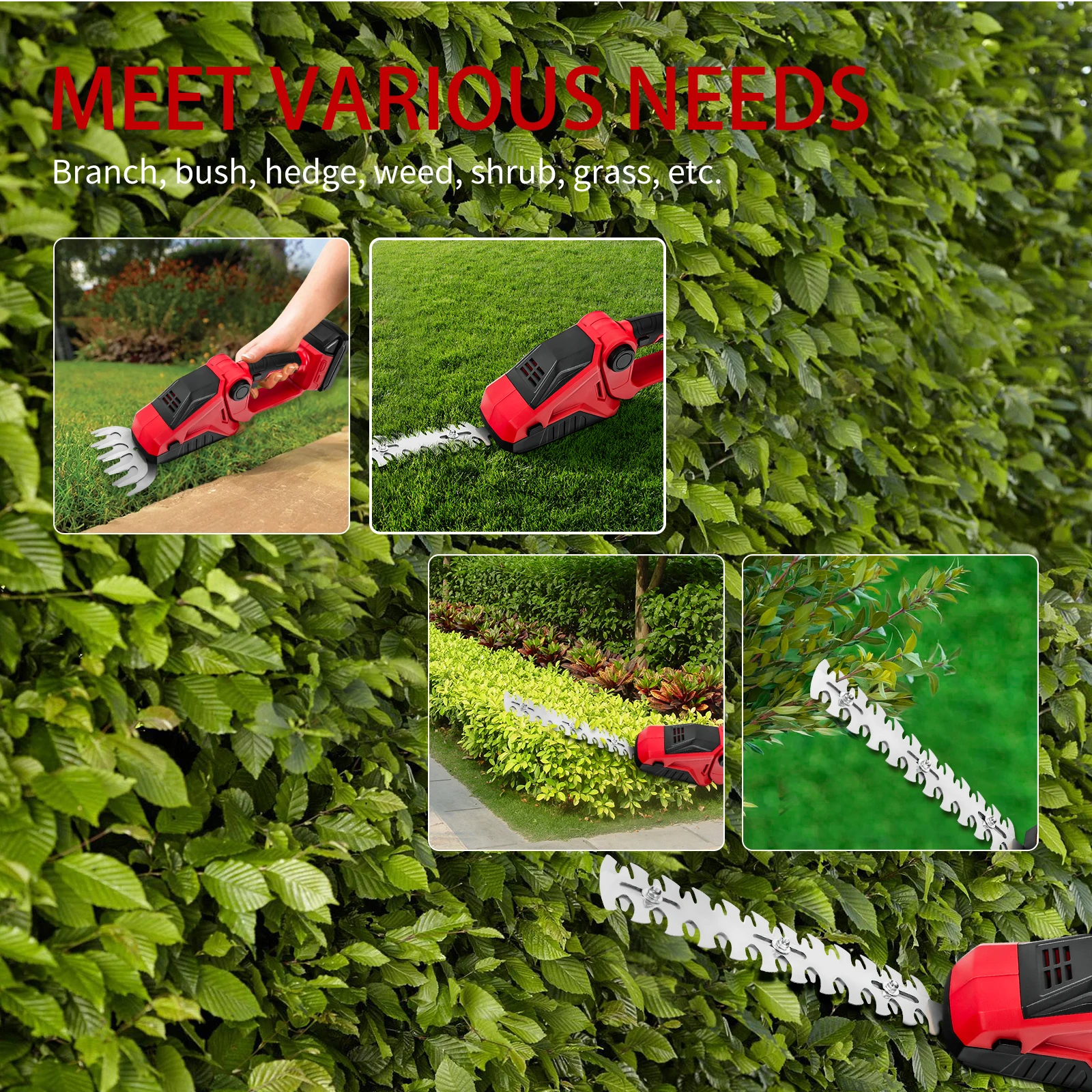 2 IN 1 Hedge Trimmer Cordless For Milwaukee 18V Battery Electric Grass Shears Handheld Shrub Trimmer Bush Trimmer (No Battery) 6
