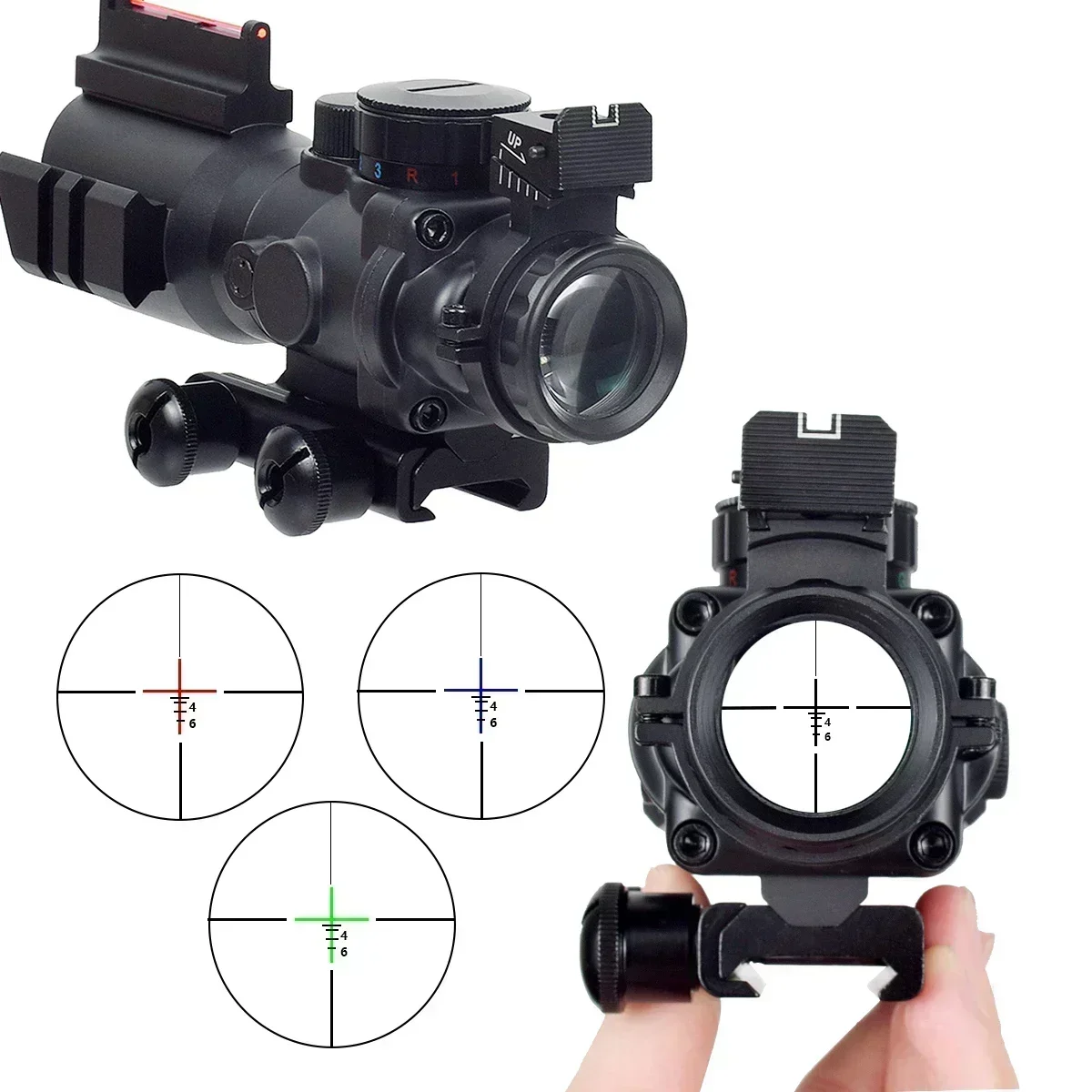 Tactical ACO 4X32 1x32 Scope Red Green Dot Sight Optics Illuminated Hunting Cross Glass Etched Reticle for AR15 HK416, red dot sight,rifle scope