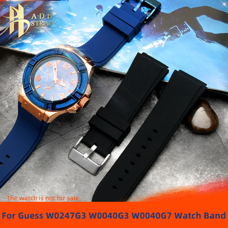 Special Interface Silicone Watch with Accessories Guess Men's W0247G3 W0040G3 W0040G7 Watch Waterproof 22mm BLue Black - AliExpress