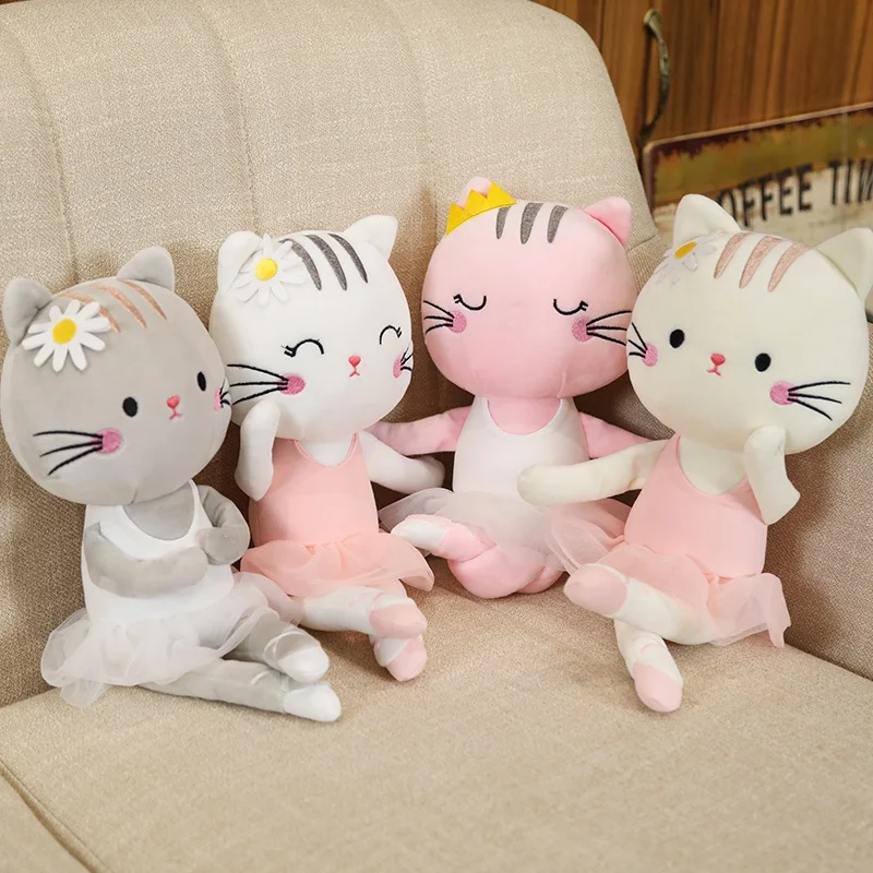 귀여운 고양이 래그 돌 발레 고양이 긴 다리 인형 봉제 장난감, 어린이 침대 인형, 여성 생일 선물