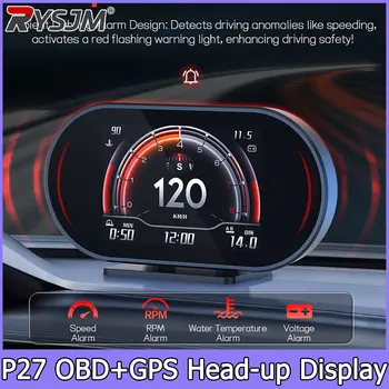 Computer di Bordo per Auto OBD HUD P27, Tachimetro, Display Tripla Funzione, Temperatura Acqua e Olio, Consumo Carburante, Accessori Elettronici Auto, Velocità GPS