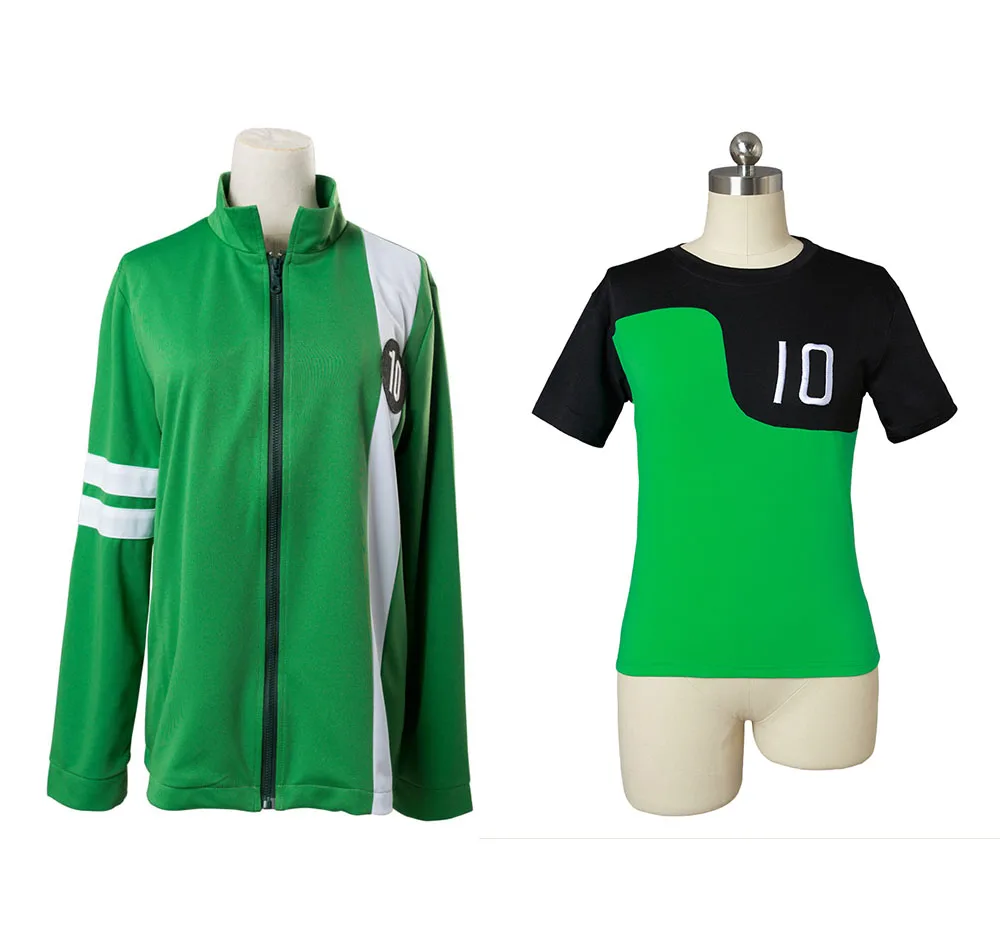 Ben T Shirt 10 Costume Reboot Green T-Shirt Summer Green Alien Force Ultimate Omnitrix Zip Up Jacket Ben10: Race Again Cosplay