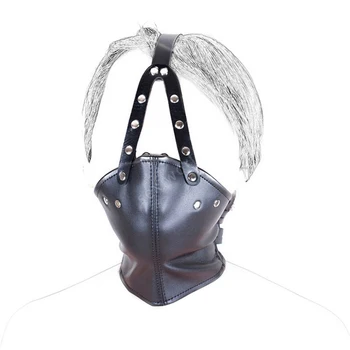 Leather Muzzle Mask Mouth Gag,BDSM Slave Bondage Harness Strap Half Face Mask with Built-in Ball Gag,SM Erotic Sex Toy For Women 2