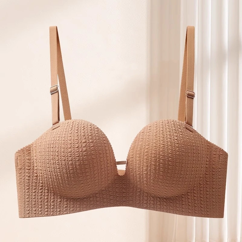 Strapless Push Up Bra For Women Small Breasts Appear Bigger No Steel Ring Soft Round Cup With Straps One Piece Seamless Bras