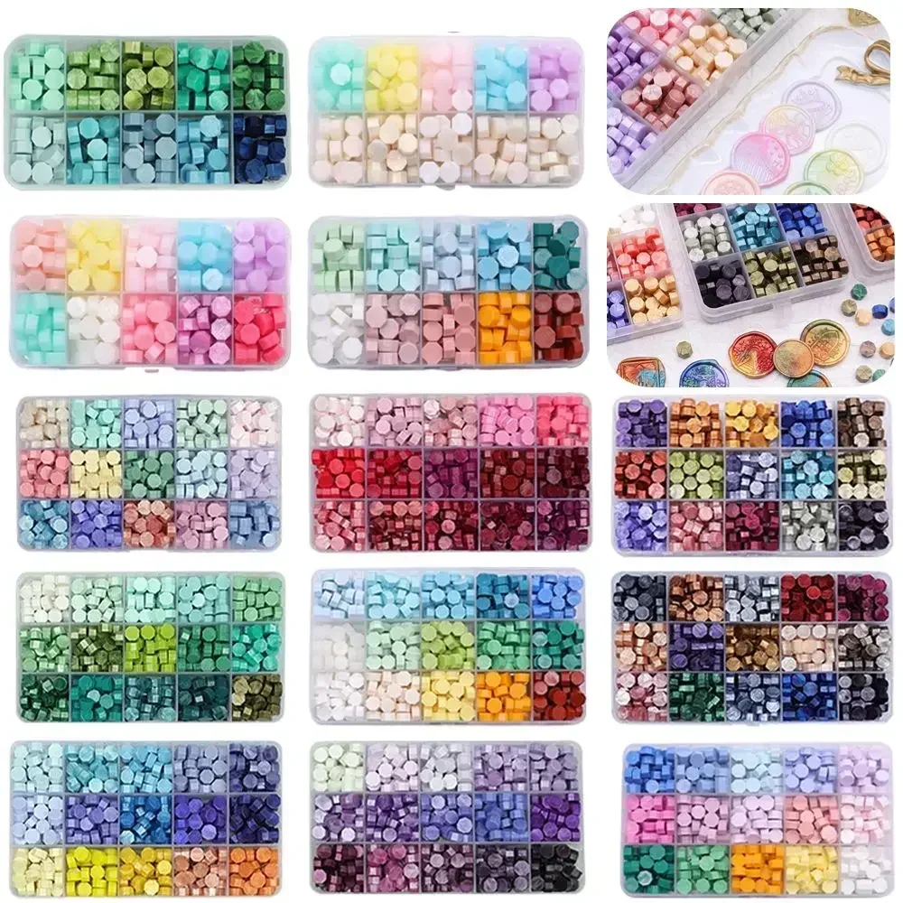 Retro Sealing Wax Seal Stamp Kit 10/15 Grids Colorful Sealing Wax Bead DIY Birthday Party Invitation Decor Gift Card Making Tool sealing wax beads sealing wax beans wax seal beads sealing wax stamp