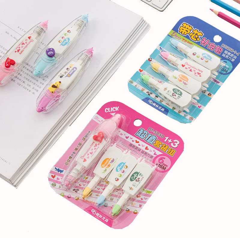 4pcs Correction Tape Refill Set Lovely Decoration Click Corrective Tape Stationery Correcting School Supplies Kawaii Accessories correction tape