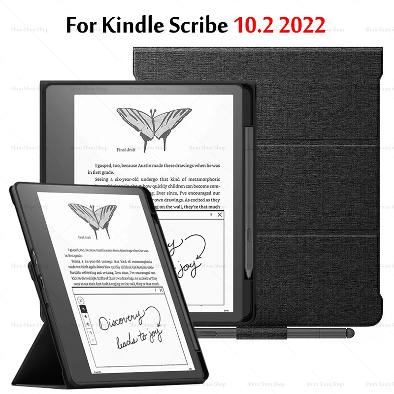 Decase for Kindle Scribe 10.2 Inch 2022, Luxury Shockproof Full Protection  Embossed PU Leather Credit Card Slots Holder Multiple Angle Stand Folio