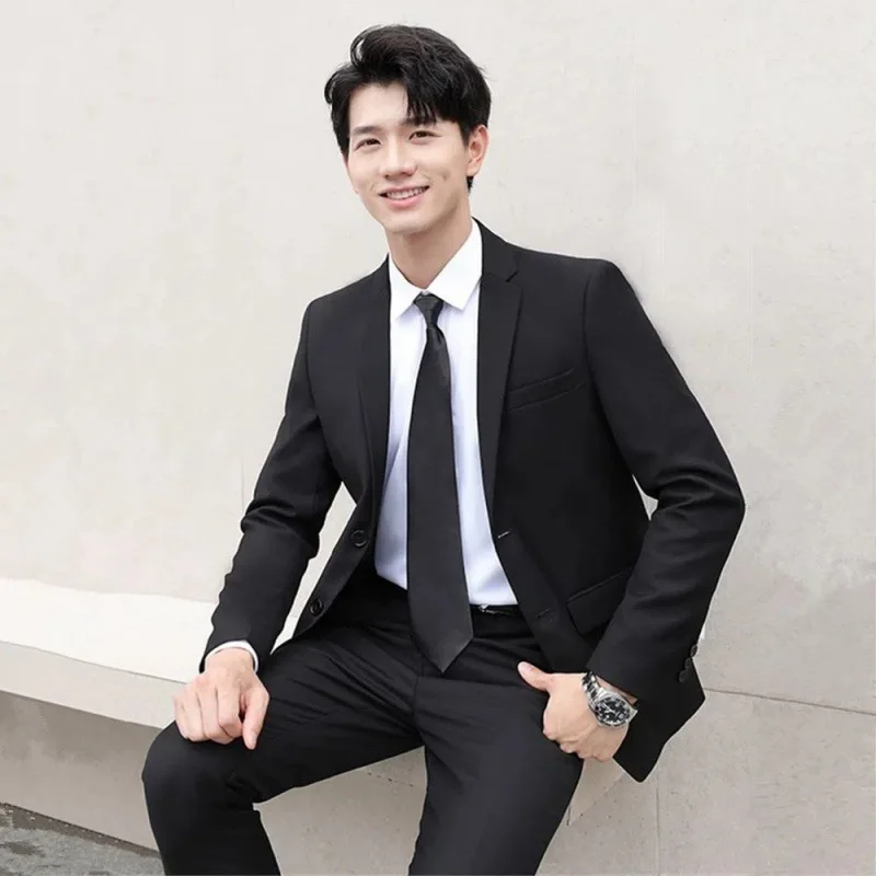 

wm23Men's Korean style slim fit jacket business professional formal suit small suit men groom best man suit