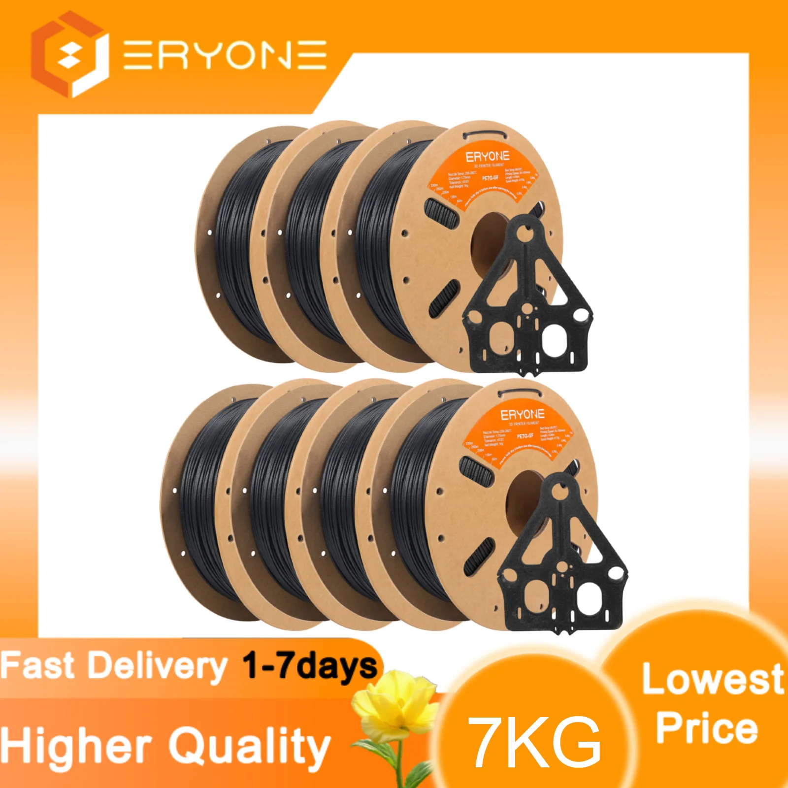 ERYONE 1.75mm PETG GF 3D Printing Filament 1kg Spool Glass Fiber Reinforced for Stronger Prints High Tensile Strength
