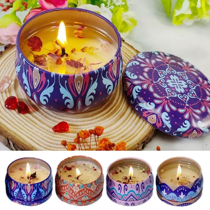 

Aromatherapy Candle Flower Candle Jars Soy Wax Fragrance Candle Wedding Birthday Gift Home Tealights Decoration accessories