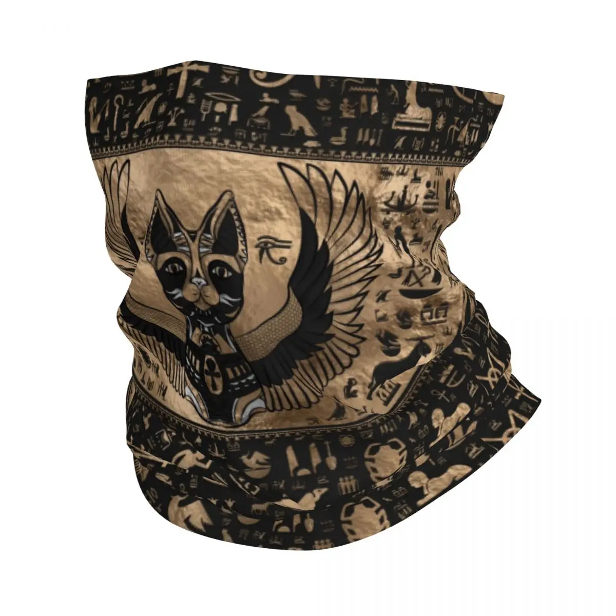 

Egyptian Cat Goddess Bastet Bandana Neck Warmer Men Women Winter Ski Hiking Scarf Gaiter Ancient Egypt Symbol Face Cover