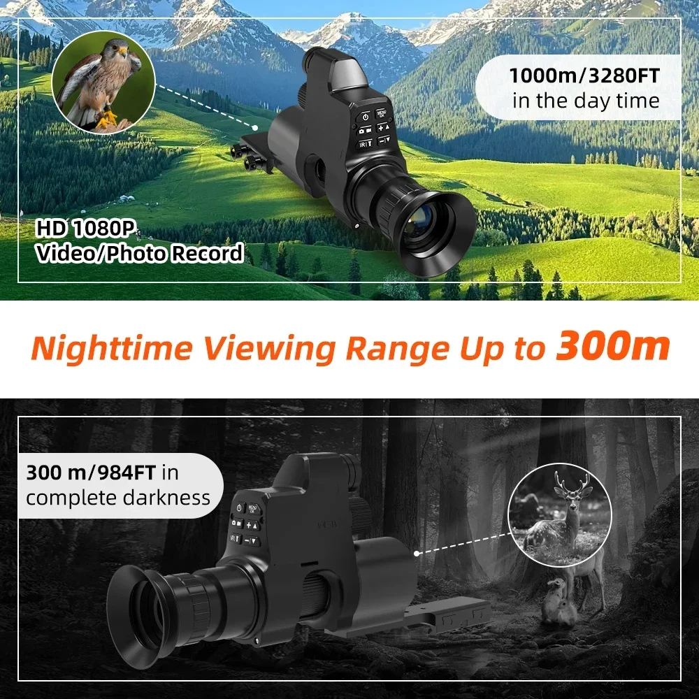 940nm/850nm Clip-on Night Vision Monocular 1080P HD Infrared Night Vision Scope