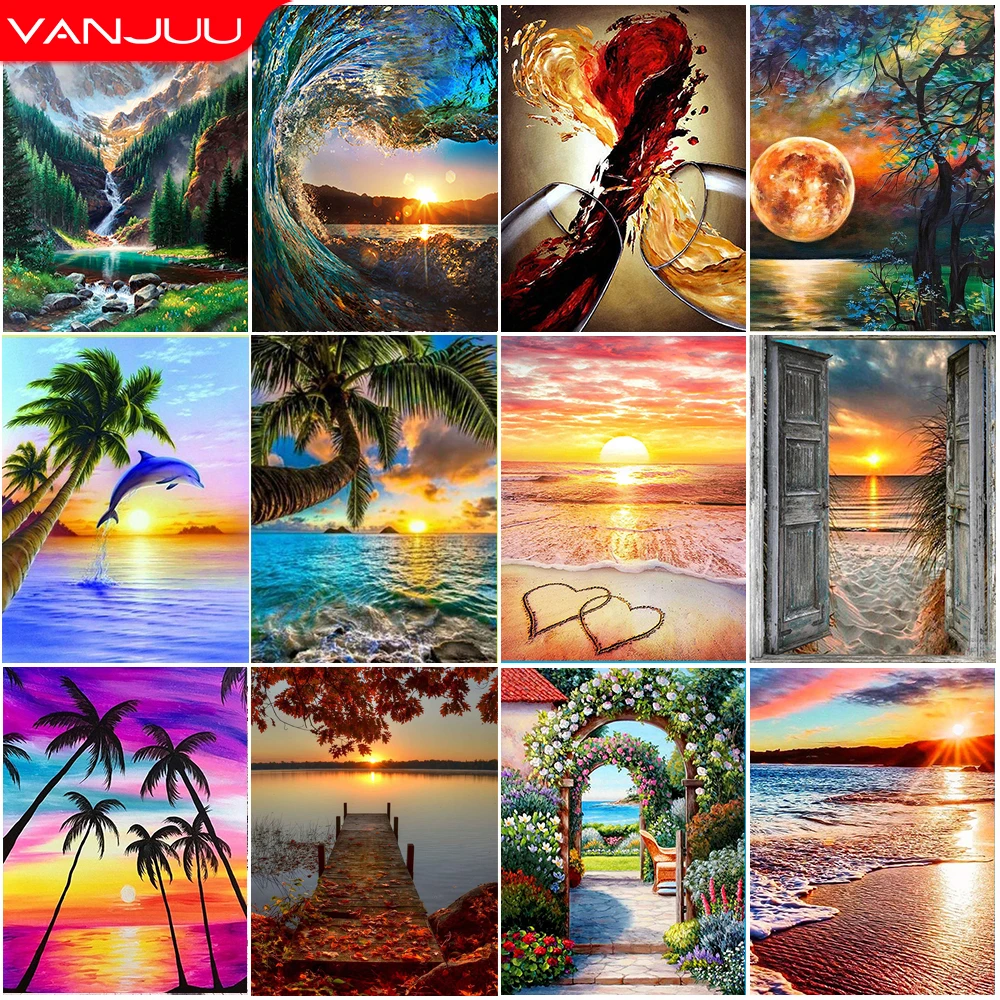 

5D Scenery Diamond Painting DIY Landscape Diamond Mosaic Sunset Rhinestone Embroidery Full Drill Cross Stitch Kit Home Decore