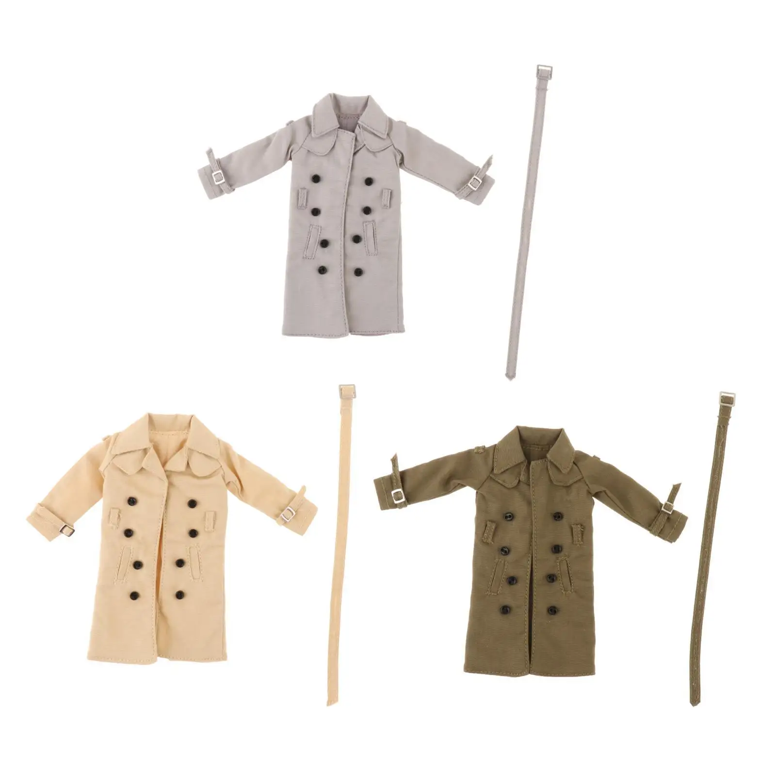 

1:12 Scale Miniature Trench Coat Stylish Cosplay Casual Clothes 1/12 Scale Figure Doll Clothe for 6'' Action Figures Accessories