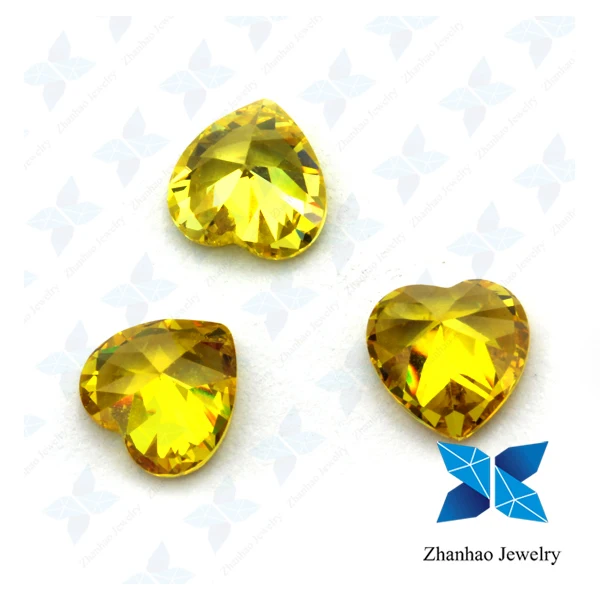 

5A Zircon CZ Yellow Cubic Zirconia Trillion Heart Shape Loose Gemstones for Jewelry Making Free Shipping Items