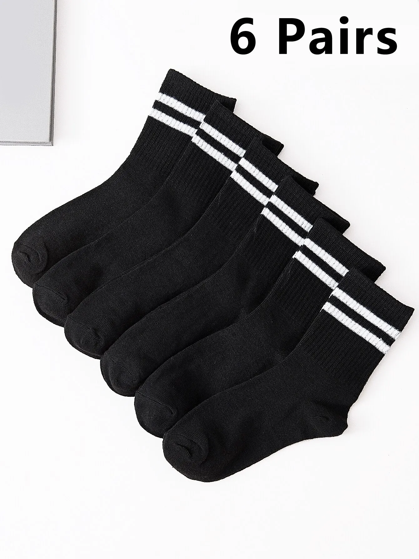 6-Pairs-High-Tube-Mid-Length-Stockings-Set-For-Men-in-Solid-Black-And ...