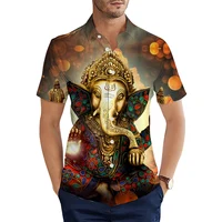 Ganesha Shiva Religion 3D Printed Hawaiian Men's For Man Clothing Short Sleeve Summer Casual Cozy Tops Male Breathable Blouse 2