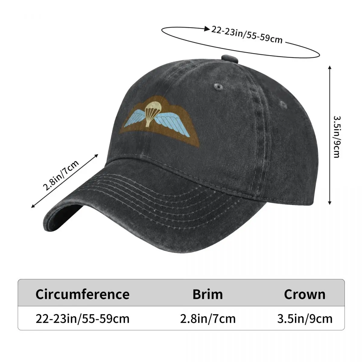 Parachutist Badge with Wings - Airborne Qualified (United Kingdom) Cowboy Hat Rugby Military Cap Man Men's Caps Women's 6