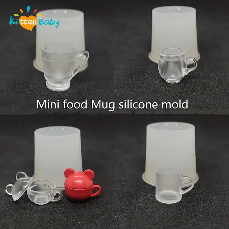 Dollhouse Mug Cup/Milk Tea Cup/Ice Cream Dessert Cup with Lid DIY Silicone Mold Miniature Mold Miniature Dollhouse Home Decor light silicone epoxy christmas tree mould glass teapot mat tray mold jewelry making mold for home decorations