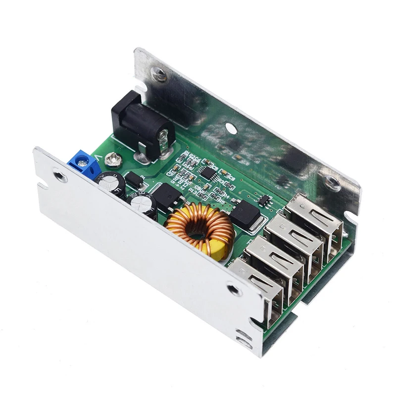 XY-3606T DC-DC 스텝 다운 전원 공급 장치 모듈, 5A, 4 USB 출력, 25W 벅 컨버터 전원 보드, 휴대폰용 알루미늄 쉘 포함