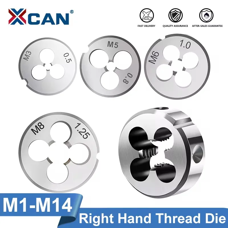 XCAN Thread Die Right Hand Metric Round Die Alloy Steel M1 M2 M3 M4 M5 M6 M8 M10 M12 M14, Metal Threading Cutting Tool