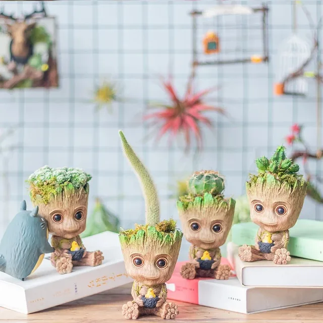 Kézzel Készített Groot Miniatűr Díszdekoráció Otthoni Anime Hős Karakter Szobor Íróasztal Tartozékok Figura Szoba Dekoráció Figurák Edények - Image 2