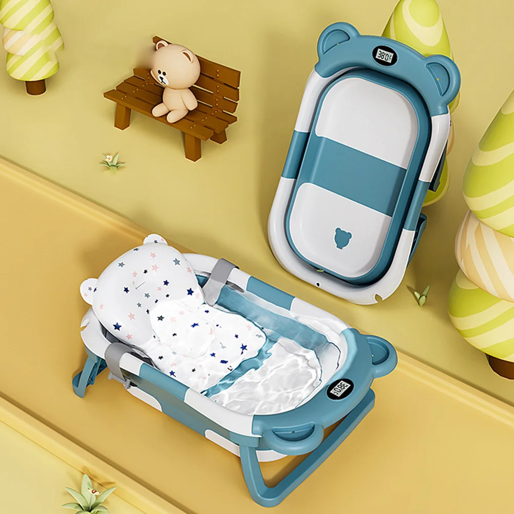 Almohadilla Antideslizante Para Bañera De Bebé - Plegable, Con Sensor De Temperatura, Asiento Y Reposacabezas Integrado