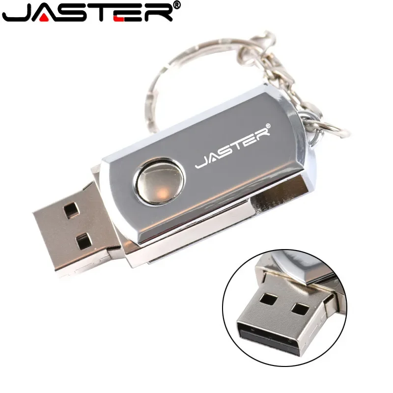 

JASTER Metal USB Flash Drive Rotation Pen Drive 4GB 8GB 16GB 32GB 64GB Real Capacity Pendrive USB Memory Stick with Key Chain