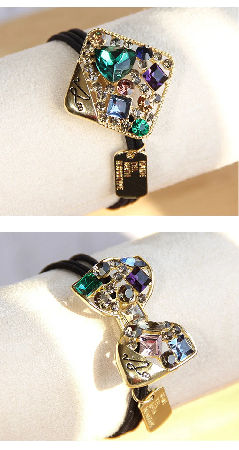 Koreanische Mode Strass Elastische Haar Gummibänder Für Mädchen Krawatte Haar Ring Seil Scrunchie Büro Zubehör Pferdeschwanz Kopfschmuck – Detail 6