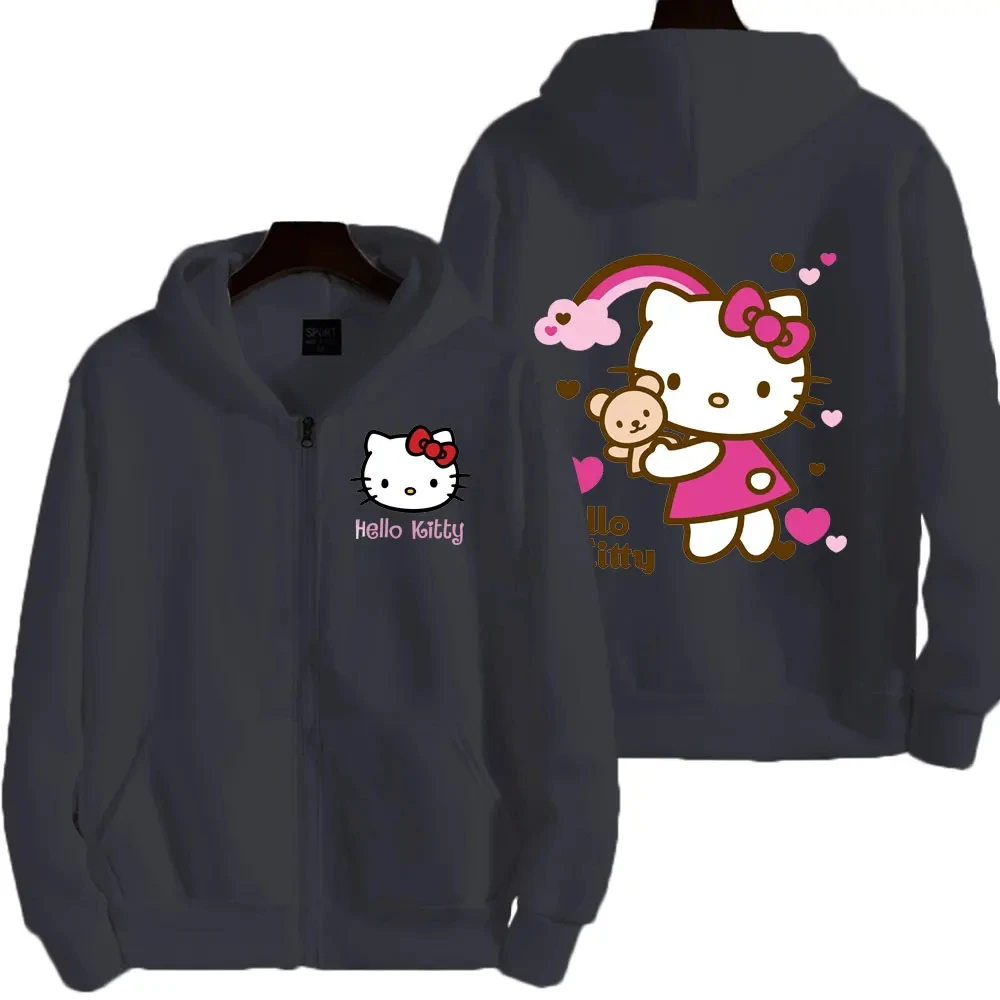 thumbnail image 1 of Sudadera con capucha y cremallera para mujer, ropa de calle Kawaii con estampado de Hello Kitty, Sanrio, otoño e invierno, 2024, 1 of 3