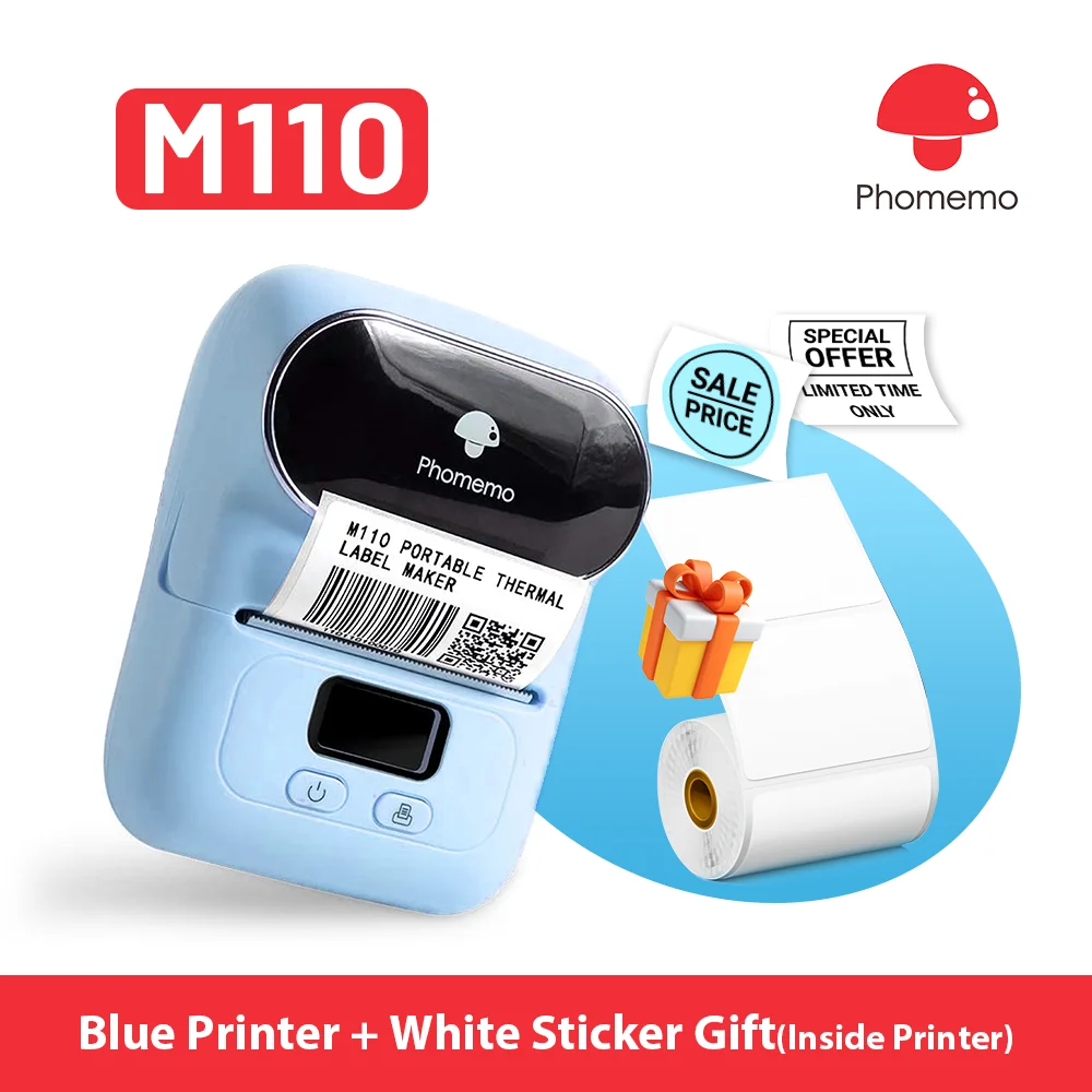 Phomemo M110 Label Maker Portable Bluetooth Thermal Printer for