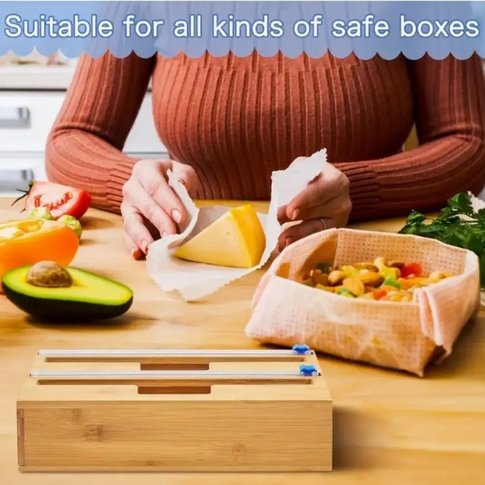 3pcs Convenient Plastic Wrap Dispensers Plastic Reusable Food Cling Film Cutter Slide Cling Film Cutting Strip Kitchen 6