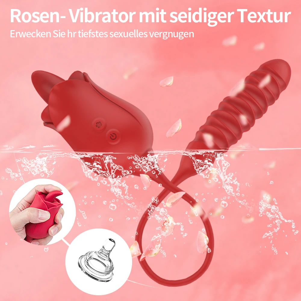 Rose Shape Oral Licking Vibrator For Clitoral Stimulation_voghion.com